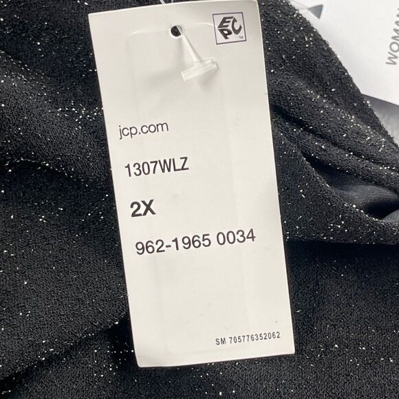 Liz Claiborne Pants Womens 2X Black Metallic Shimmer Cocktail Party Crepe - Picture 16 of 16